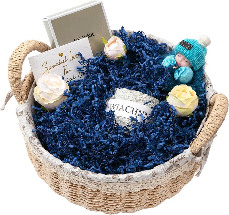 Mefleet 2 LB Crinkle Cut Paper Shred Filler Dark Blue Crinkle Shredded Paper for Gift Box - Gift Basket Bag Filler - Grass Cushion Stuffing for Father's day, Birthday Packaging Wrapping - Image 3